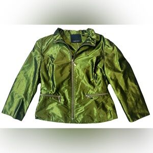 Carlisle Vintage Silk Jacket/Blazer 6 Iridescent Green Fitted Avant Garde Funky
